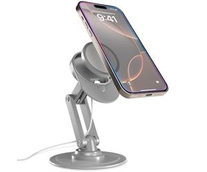 COOPER 360 MagBase, Support Compatible avec Le Chargeur MagSafe Apple (Non Inclus) pour iPhone 17, 16, 15, 14, 13, 12, Compatible avec AirPods, Mode Standby, Rotation 360° (Gris Sidéral)