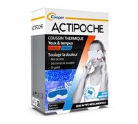 Cooper ACTIPOCHE - Coussin thermique - Thermothérapie - Mal de tête, sécheresse oculaire - Masque Yeux et tempes - Microbilles - 1 unité