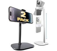 COOPER ChatStand 2-Pack - Support de Téléphone Réglable en Hauteur pour Bureau | Rotation, Inclinaison, Support Télescopique 9-13" à Vue Niveau des Yeux pour Bureau (Noir Nuit/Blanc Givré, 2 pièces)