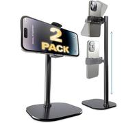 COOPER ChatStand 2-Pack - Support de Téléphone Réglable en Hauteur pour Bureau | Rotation, Inclinaison, Support Télescopique 9-13" à Vue Niveau des Yeux pour Bureau (Noir Nuit, 2 pièces)