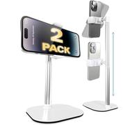 COOPER ChatStand 2-Pack - Support de Téléphone Réglable en Hauteur pour Bureau | Rotation, Inclinaison, Support Télescopique 9-13" à Vue Niveau des Yeux pour Bureau (Blanc Givré, 2 pièces)