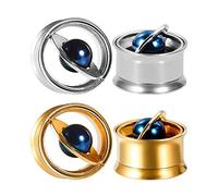 COOPER Jauges d'oreille en acier chirurgical Cool Planet Tunnels and Plugs Boucles d'oreille extensibles pour le perçage d'élégante taille de 8mm-16mm