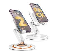 COOPER Support 360° - Support de téléphone Ajustable pour Bureau - Pack de 2 | Support Mobile Rotatif 360°, Multi-Angle, Base métallique, Pliable, Portable | Support de Bureau (Blanc Crème)