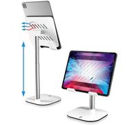 COOPER TabHolder, Support Tablette réglable 18-25 cm, Support iPad Bureau Premium, inclinable 270° pour moniteurs 15,6-17", Compatible iPad, Kindle, Surface, Samsung Galaxy Tab - Blanc Crème