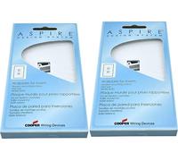Cooper Wiring Devices 9551WS Lot de 2 plaques murales Aspire Design System pour inserts, blanc satiné ; modulaire 1G 2 ports ; taille moyenne ; vis de montage cachées ; instructions d'installation
