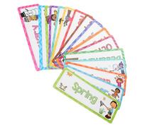 COOPHYA 16 Pièces Éducatives Anglaises Ensemble de Cartes Mensuelles et Saisonnières pour Garçon Fille Outils Apprentissage pour Décoration de Salle de Classe Stimule Intérêt Linguistique