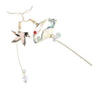 COOPHYA 1paire Boucles Oreilles Femme Éventail Asymétriques Vintage Style Chinois Élégantes Semi-circulaires pour Fêtes Traditionnelles et Cadeaux Famille