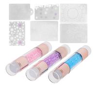 COOPHYA 3pcs Tampons à Ongles en Silicone et Pochoirs Acryliques Colorés pour Manucure Pratique Protection de Tête de Sceau, Outil de Stamping pour Ongles Féminin Couleur Aléatoire