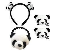 COOPHYA 4pcs Cordes à Cheveux Panda en Peluche Blanche, Accessoires pour Cheveux Garçon et Filles, Décoration Adorable pour Noël et Nouvel An, Style Amusant et Charmant