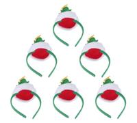 COOPHYA 6 Pièces Bandeaux de Noël Verts en Tissu Confortables et Résistants pour Garçon et Filles et Adultes, Décoration Capillaire Festive pour Cosplay et Photographie