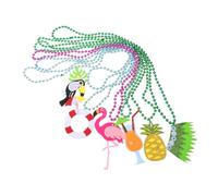 COOPHYA 6 Pièces Collier de Perles Hawaïen pour Fêtes Tropicales Accessoire de Plage Pendentifs avec Motifs de Flamingo Ananas Plus
