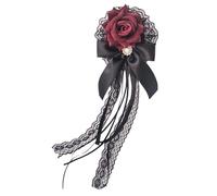 COOPHYA Accessoire Cheveux Rose Lolita Style Gothique Barrette Fleur, Décoration Capillaire pour Mariage ou Événement, Pince à Cheveux pour Femmes