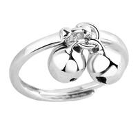COOPHYA Bague Ouverte Réglable Femme Double Grelot Sonore, Anneau en Métal Solide, Bague Clochette Mignonne pour Fêtes et Tenues Quotidiennes, Bijou Décoratif