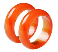 COOPHYA Bagues de Couple en Agate et Calcédoine, Lot de 2 Anneaux Ethniques en Pierre Rouge et Noire, Tailles 16-18 MM, Bijoux Assortis pour Femmes et Hommes, Usage Quotidien et