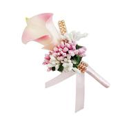 COOPHYA Broche à Fleurs Artificielle Pu Élégante avec Cristaux, Boutonnière pour Mariage et Soirée, Accessoire Décoratif Chic pour Dames et Demoiselles D'honneur, Couleur Rose