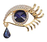 COOPHYA Broche Dorée en Alliage et Cristaux, Forme Œil Bleu et Larme, Design Unique et Surface Lisse, Épingle à Manteau Sécurisée pour Femmes, pour Chapeaux et Paquet