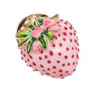 COOPHYA Broche Fraise Rose pour Femme Accessoire Mode Fruit pour Costume Sac Châle Épingle à Boutonnière pour Banquets et Bijoux