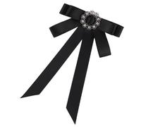COOPHYA Broche Nœud en Tissu Noir avec Pierres Étincelantes Épingle Suspendre Vintage pour Femmes Accessoire de Mode Élégant pour Veste Robe et Écharpe