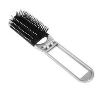 COOPHYA Brosse à Cheveux Pliante avec Miroir Intégré, Peigne Compact Argenté pour Retouches Maquillage et Coiffure, Outil de Voyage Portable, Petite Brosse Coiffante Pratique pour Femmes