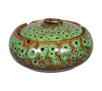 COOPHYA Cendrier Facile à Nettoyer avec Couvercle en Céramique Vert Design Élégant et Moderne, pour Balcon ou Maison, Accessoire pour Fumeurs