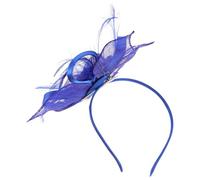 COOPHYA Chapeau Bibi Vintage en Lin Bleu Plumage Légères et Fabrication Artisanale, Accessoire Élégant pour Cheveux de Mariages et Tenues Quotidiennes