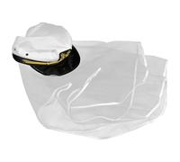 COOPHYA Chapeau de Marin Blanc pour Mariage avec Voile Bordé en Tissu Élégant et Simple, Accessoire pour Fête Nuptiale ou Enterrement de Vie de Jeune Fille
