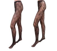 COOPHYA Collants Résille Haute Élasticité et Respirant, Accessoire Costume D'été 2pcs en Spandex Noir Style Rétro Chic Casual pour Femme