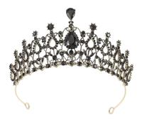 COOPHYA Couronne de Mariée Accessoire Cheveux Chic Élégante Style Baroque en Alliage Noir Décoration Délicate et Noble pour Mariage et Anniversaire pour Coiffure