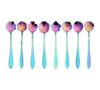 COOPHYA Cuillères à Mélange Forme Fleur Lot de 8 en Acier Inoxydable Agitateur à Cocktail Solide Rouille, Accessoire pour Bar et Maison