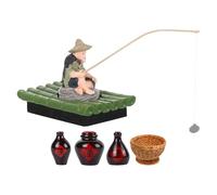COOPHYA Décoration Flottante Aquarium Pêcheur Ancien, Modèle Réaliste Vert | Pvc, Métal et Écume, Design Flottant, Vision Dégagée, pour Aquarium de Table et Bassin