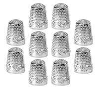 COOPHYA Dés à Coudre Style Rétro Lot de 10 en Cuivre Argenté Protège-doigts Antidérapants et Portables pour Couture et Loisirs Créatifs