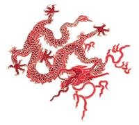 COOPHYA Écusson Brodé Dragon Thermocollant Grand Format Rouge, Patch Décoratif pour Vêtements Diy, Appliques Tissu pour Réparation et Embellissement, Accessoire Couture Pratique