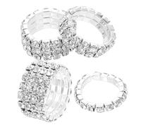 COOPHYA Ensemble de 4 Bagues Empilables pour Femmes, Alliances Fines Élastiques Multi-rangs, Bijoux Scintillants pour Mariage et Anniversaire, Présent Élégant