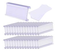 COOPHYA Ensembles de Porte-étiquettes pour Organisation et Affichage Lot de 30 en Pvc Transparent pour Étagères de 34-35 Millimètres avec Inserts Papier en Magasin de Détail