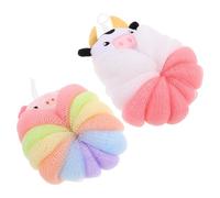 COOPHYA Éponges de Bain Séchage Rapide 2pcs pour Garçon et Filles d'animaux Mignons Cochon et Vache, Exfoliant Corporel Doux Facile à Suspendre, Accessoires de Bain pour Tout-petits