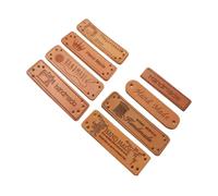 COOPHYA Étiquettes en Cuir Pu Embossées Faites Main 32pcs Trous Perforés pour Couture sur Chaussures et Jouets, pour Bricolage DIY Marron Plusieurs styles