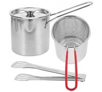 COOPHYA Friteuse Électrique en Acier Inoxydable 304 avec Pince, Petite Casserole Multifonction Facile à Nettoyer, Résistante la Déformation, Cuisine Maison