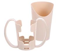 COOPHYA Gobelet de Rééducation pour Dysphagie avec Double Anses et Ouverture Inclinée, Tasse en Plastique Beige pour Patients Alités et Personnes Âgées
