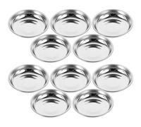 COOPHYA Lot de 10 Petits Plats Ronds en Acier Inoxydable pour Sauces et Snacks, Assiettes à Moutarde de 8 Cm pour Restaurants et Repas Hot Pot