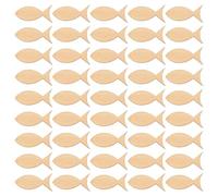 COOPHYA Lot de 100 Tranches de Bois Décoratives de Poisson Beige Surface Lisse, pour Cultiver L'habileté Manuelle des Garçon et Filles