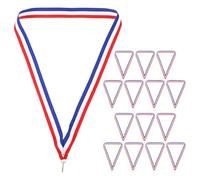 COOPHYA Lot de 15 rubans de médailles rouges, blancs et bleus avec mousquetons, cordons de récompense pour étudiants, pour compétitions sportives, fêtes, concours d'orthographe
