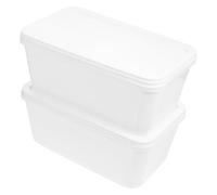 COOPHYA Lot de 2 Bacs à Glaçons Empilables de 3 Litres en Plastique Blanc Couvercles, Multi-fonctionnels pour Fabrication de Glace et Usage Domestique