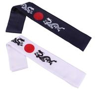 COOPHYA Lot de 2 Bandeaux Samouraï en Coton Cuisine Japonaise et Karaté, Accessoires Respirants pour Pratiquants Adultes et Garçon et Filles, Taille Unique et Décor Dragon
