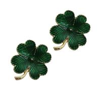 COOPHYA Lot de 2 Épingles Trèfle à Quatre Feuilles Vert Vintage en Alliage, Décoration Élégante pour Bouquet de Mariage et Accessoires Saint Patrick