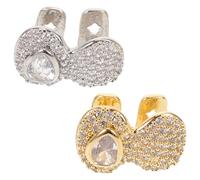 COOPHYA Lot de 2 fausses dents d'Halloween : bijoux dentaires pour hommes et femmes - Cache-dents hip-hop bling-bling avec décoration en oxyde de zirconium pour soirées cosplay