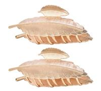 COOPHYA Lot de 2 Pinces à Cheveux en Métal Forme Feuille Accessoires Cheveux Brillants Finition Métallique Élégante pour Coiffure Femme Quotidienne et Occasions Spéciales