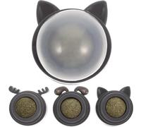 COOPHYA Lot de 3 Boules d'herbe à Chat Naturelles en Plastique Rotatives de Tête d'animal, Jouet Créatif pour Chat à Coller sur Meubles ou Canapé pour Réguler L'humeur