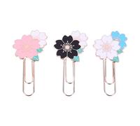 COOPHYA Lot de 3 Trombones Fantaisie en Alliage de Zinc Forme Fleur de Cerisier Décoratifs pour Notes et Carnets, Accessoires Bureau pour École et Bureau à Domicile