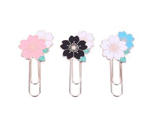 COOPHYA Lot de 3 Trombones Fantaisie en Alliage de Zinc Forme Fleur de Cerisier Décoratifs pour Notes et Carnets, Accessoires Bureau pour École et Bureau à Domicile