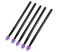 COOPHYA Lot de 5 Pinceaux de Maquillage pour Fard à Paupières en Silicone Manche Noir Ergonomique Tête Violet Foncé Kit Professionnel Portable pour Application Précise des Yeux Beauté